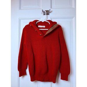 Hope & Henry Youth Boy's Red Sweater wth Elbow Pads and Wooden Buttons SZ S